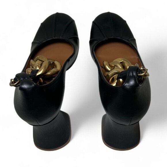 STELLA MCCARTNEY Groove Gold Chain Ankle Strap Pumps, Black, EU 38.5 NWT - Picture 4 of 16